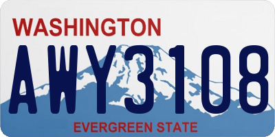 WA license plate AWY3108