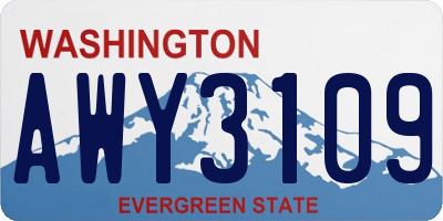 WA license plate AWY3109