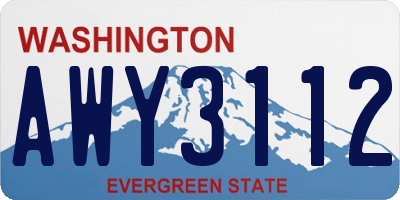 WA license plate AWY3112