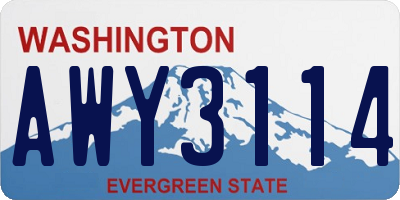 WA license plate AWY3114