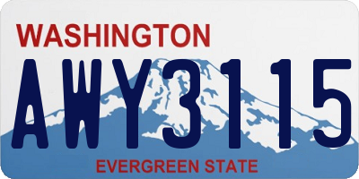 WA license plate AWY3115