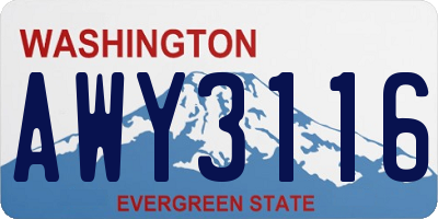 WA license plate AWY3116