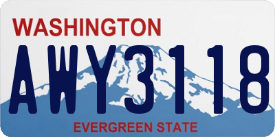 WA license plate AWY3118