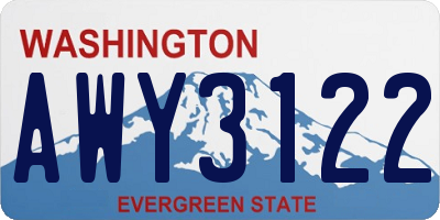 WA license plate AWY3122