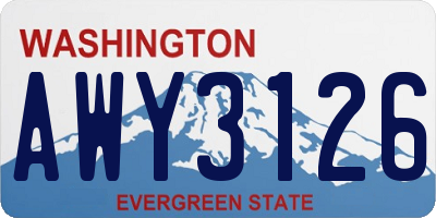 WA license plate AWY3126