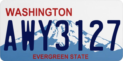 WA license plate AWY3127