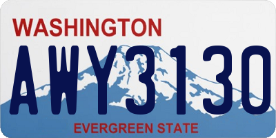 WA license plate AWY3130