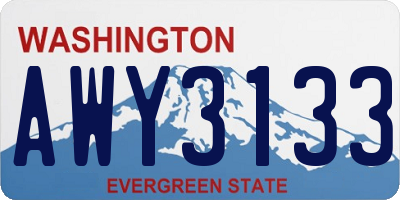 WA license plate AWY3133