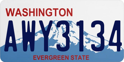 WA license plate AWY3134