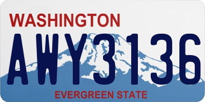 WA license plate AWY3136