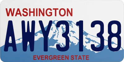 WA license plate AWY3138