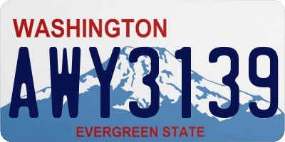 WA license plate AWY3139