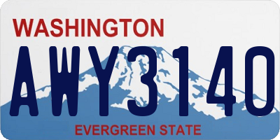 WA license plate AWY3140
