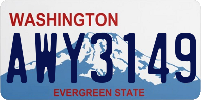 WA license plate AWY3149