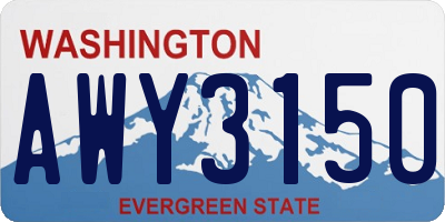 WA license plate AWY3150