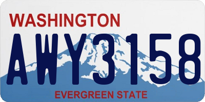 WA license plate AWY3158