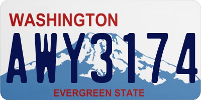 WA license plate AWY3174