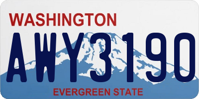WA license plate AWY3190