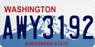 WA license plate AWY3192