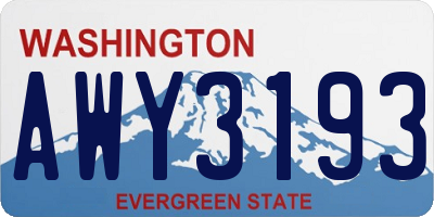 WA license plate AWY3193