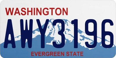 WA license plate AWY3196