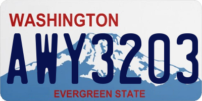 WA license plate AWY3203