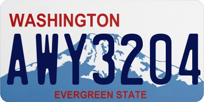 WA license plate AWY3204
