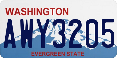 WA license plate AWY3205