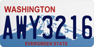 WA license plate AWY3216