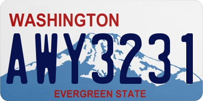 WA license plate AWY3231