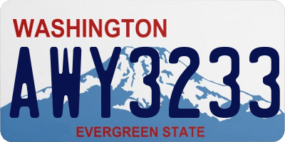 WA license plate AWY3233