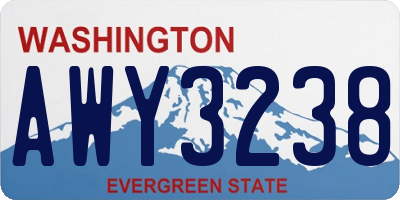 WA license plate AWY3238
