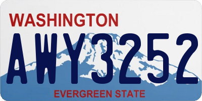 WA license plate AWY3252
