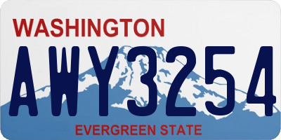 WA license plate AWY3254