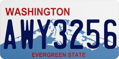 WA license plate AWY3256