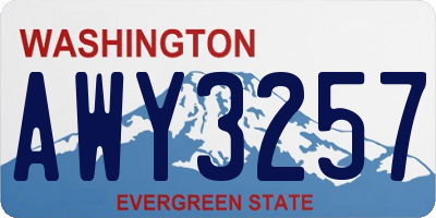 WA license plate AWY3257