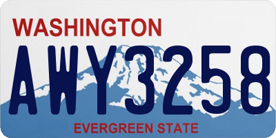 WA license plate AWY3258