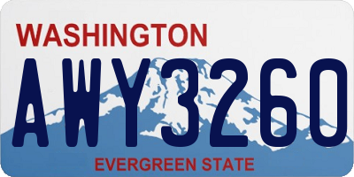 WA license plate AWY3260