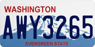 WA license plate AWY3265