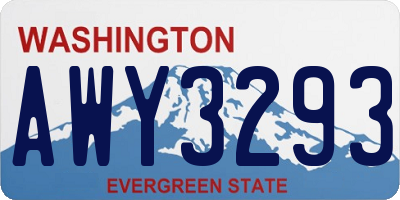 WA license plate AWY3293