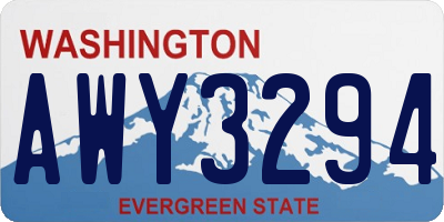 WA license plate AWY3294