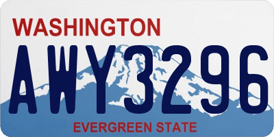 WA license plate AWY3296