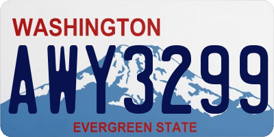 WA license plate AWY3299