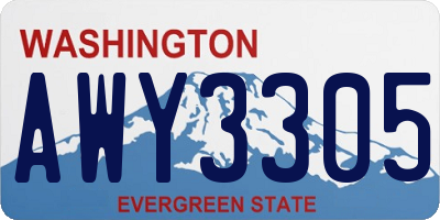 WA license plate AWY3305