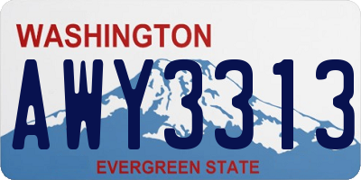 WA license plate AWY3313