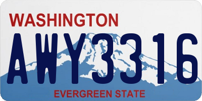 WA license plate AWY3316