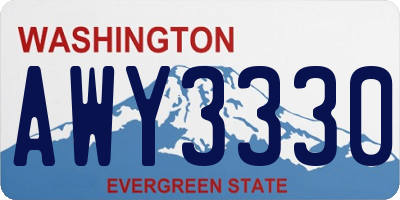 WA license plate AWY3330