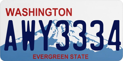 WA license plate AWY3334