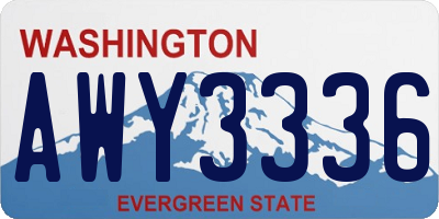 WA license plate AWY3336