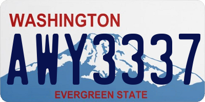 WA license plate AWY3337